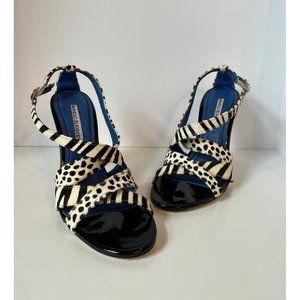Monolo Blahnik Ponyhair Sandals, Size 7